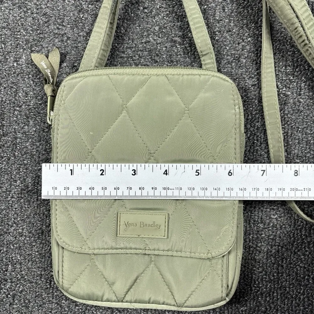 Vera Bradley Green Quilted Small Crossbody with Zip Magnetic Closure, ID Window
